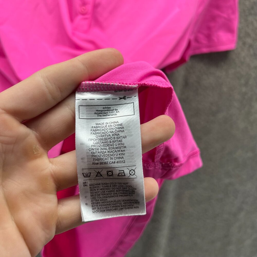 Adidas Polo Shirt Women Medium Pink Fuchsia Primegreen Athletic Golf GL6700 - Picture 13 of 13